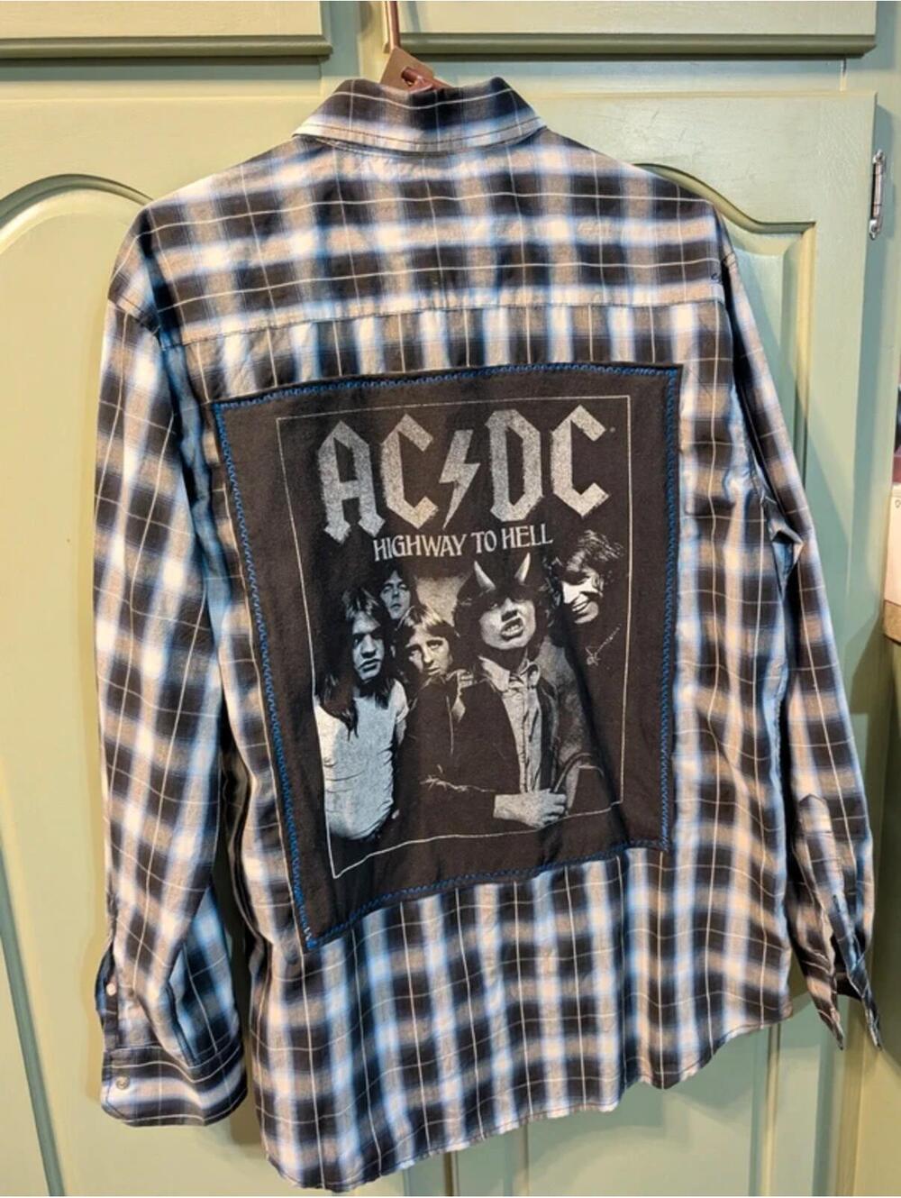 AC DC Upcycled Plaid Summer Shacket